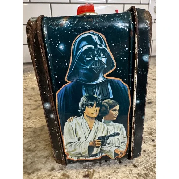 Vintage 1977 Star Wars Metal Lunchbox King-Seeley Thermos Darth Vader Luke Leia - Picture 7 of 9